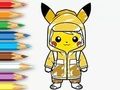 Jwèt Liv koloran: Raincoat Pikachu  sou entènèt