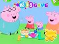 Jwèt Jigsaw devinèt: piknik fanmi kochon peppa sou entènèt