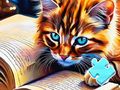 Jwèt Sou entènèt jwèt Jigsaw Puzzle: Cat Reading  sou entènèt