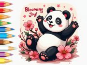 Jwèt Liv koloran: Ti panda Cherry Blossoms  sou entènèt