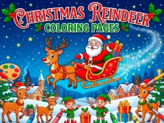 Jwèt Christmas Reindeer Coloring Pages sou entènèt