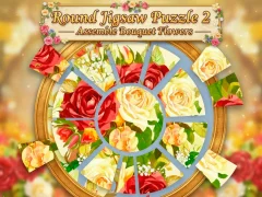Jwèt Round jigsaw Puzzle 2 - Assemble Bouquet flowers sou entènèt