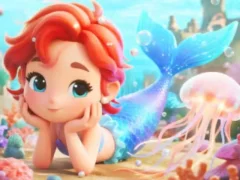 Jwèt Jigsaw Puzzle: Chibi Mermaid Marshmallow Jellyfish sou entènèt