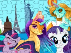 Jwèt Unicorns Travel The World Puzzle sou entènèt