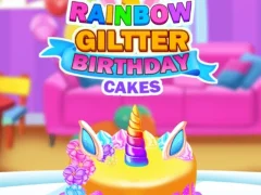 Jwèt Rainbow Glitter Birthday Cakes sou entènèt