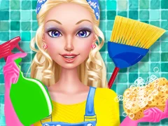 Jwèt Fashion Doll House Cleaning sou entènèt