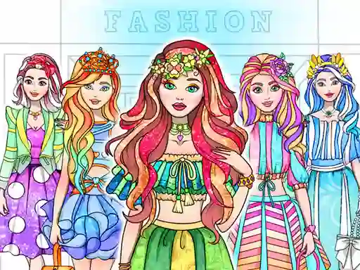 Jwèt Girl Coloring Dress Up Games sou entènèt