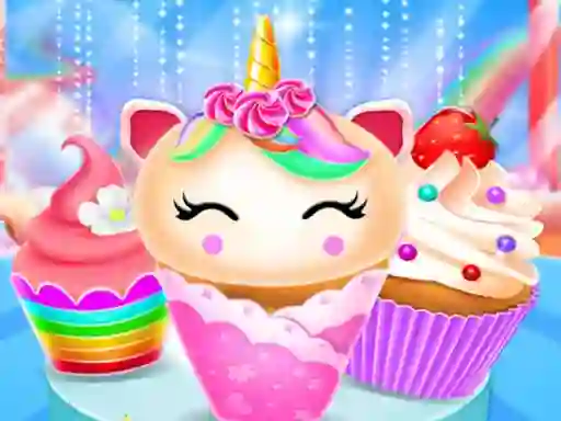 Jwèt Unicorn Mermaid Cupcake Cooking Design sou entènèt