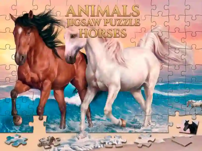Jwèt Animals Jigsaw Puzzle Horses sou entènèt