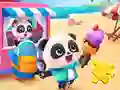 Jwèt Jigsaw Puzzle: Baby Panda Ice Cream Car sou entènèt