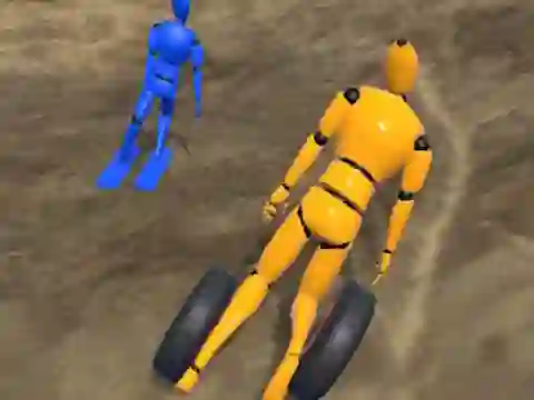 Jwèt Ragdoll Racing: Extreme Downhill sou entènèt