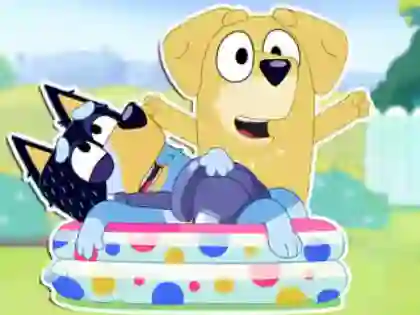 Jwèt Jigsaw Puzzle: Bluey Dad Baby sou entènèt