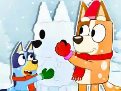 Jwèt Jigsaw Puzzle: Bluey Christmas Snowman sou entènèt