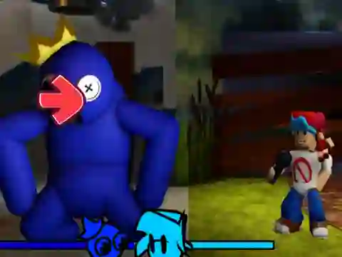 Jwèt FNF vs Rainbow Friends sou entènèt