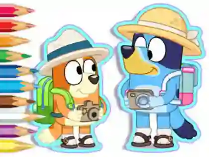 Jwèt Coloring Book: Bluey Camping sou entènèt