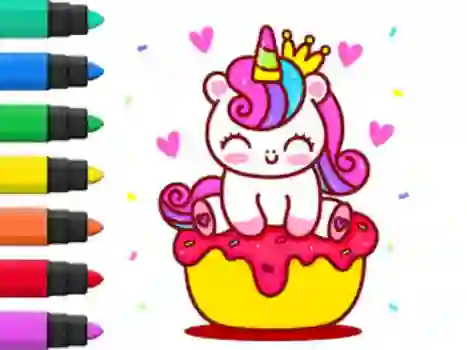 Jwèt Coloring Book: Unicorn Cupcake sou entènèt
