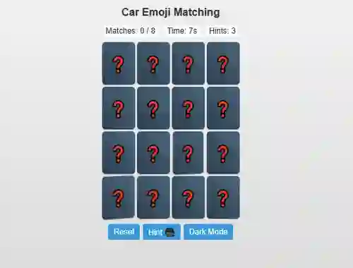 Jwèt Car Emoji Matching sou entènèt