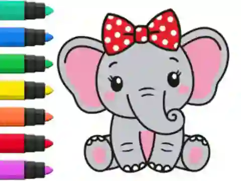 Jwèt Coloring Book: Elephant sou entènèt