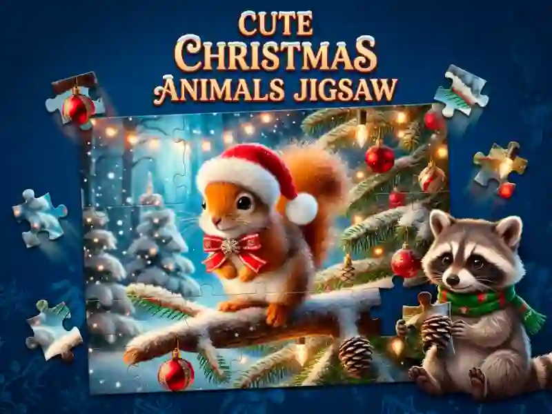 Jwèt Cute Christmas Animals Jigsaw sou entènèt