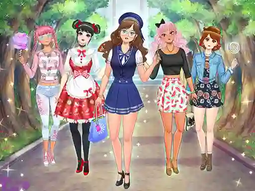 Jwèt High School Anime Dress Up sou entènèt