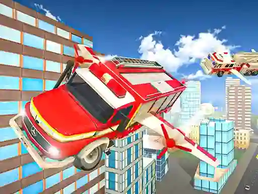 Jwèt Flying Fire Truck Driving Sim sou entènèt