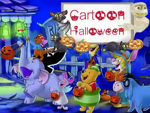 Jwèt Cartoon Halloween Slide Puzzle sou entènèt