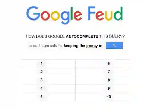 Jwèt Google Feud sou entènèt