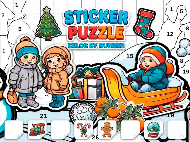 Jwèt Sticker Book Puzzle: Color By Number sou entènèt