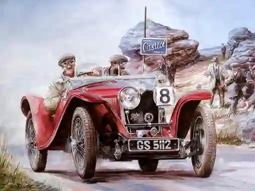 Jwèt Painting Vintage Cars Jigsaw Puzzle 2 sou entènèt