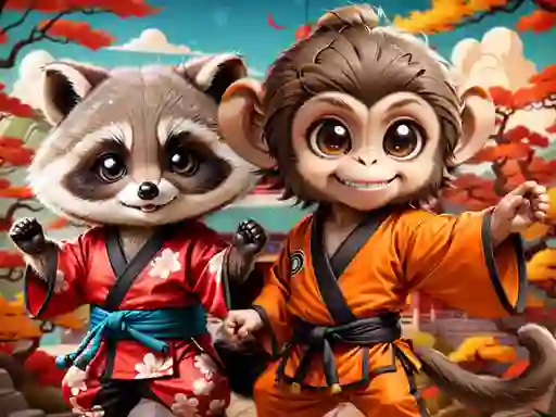 Jwèt Kung-Fu Little Animals sou entènèt