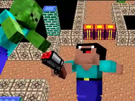 Jwèt Space Adventure: Noobiks Battle vs Zombies sou entènèt