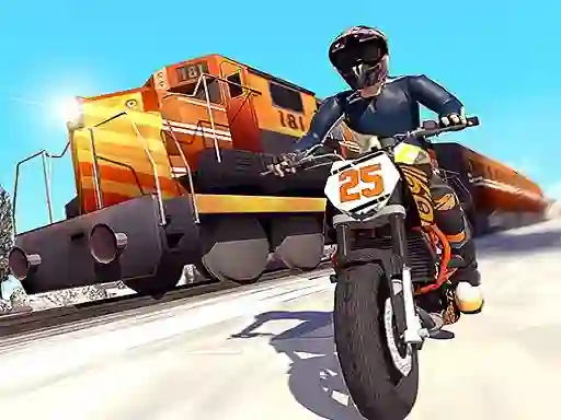 Jwèt Trail Bike vs Train Race sou entènèt