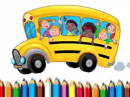 Jwèt School Bus Coloring Book sou entènèt