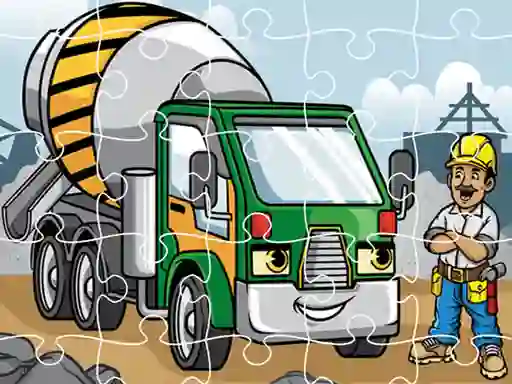Jwèt Construction Trucks Jigsaw sou entènèt