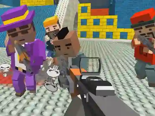 Jwèt GunGame shooting warfare: blocky gangster sou entènèt