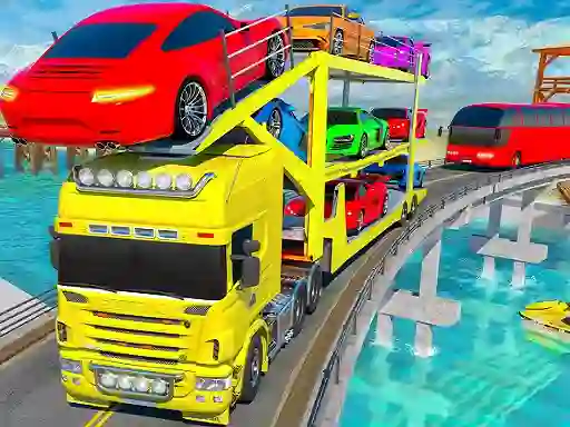Jwèt Crazy Mega Car Transport Truck Game sou entènèt