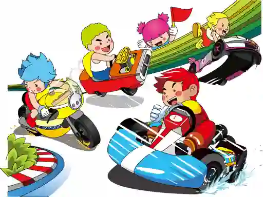 Jwèt Cartoon Kart Puzzle sou entènèt