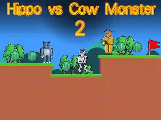 Jwèt Hippo vs Cow Monster 2 sou entènèt