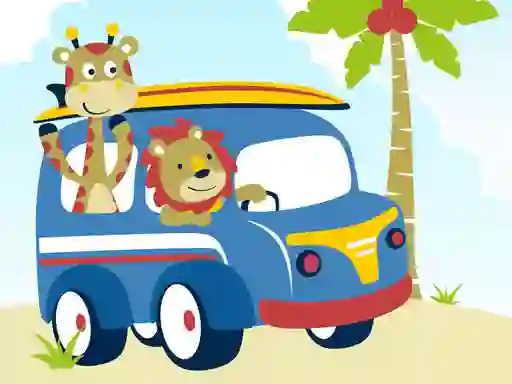 Jwèt Cute animals with cars difference sou entènèt
