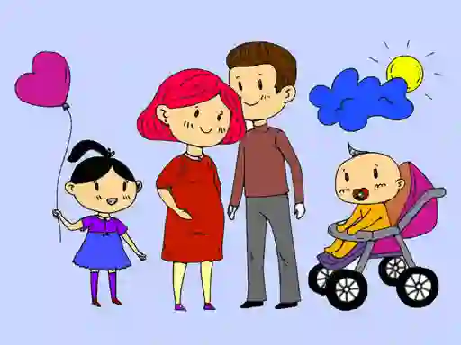 Jwèt Happy Family Coloring Book sou entènèt