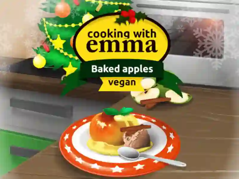 Jwèt Cooking with Emma Baked Apples vegan sou entènèt