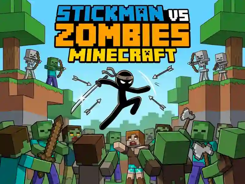 Jwèt Stickman vs Zombies Minecraft sou entènèt