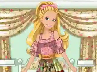 Jwèt Barbie's Patchwork Peasant Dress sou entènèt