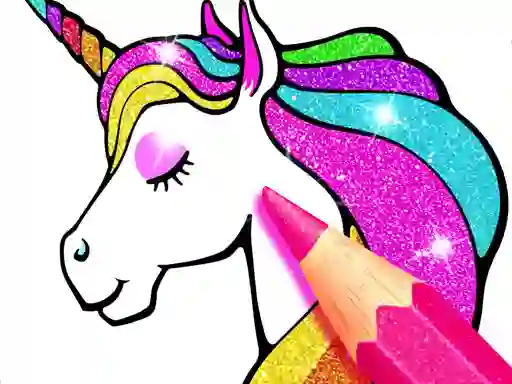 Jwèt Unicorn Coloring Book Glitter sou entènèt