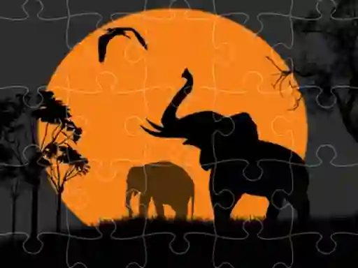 Jwèt Elephant Silhouette Jigsaw sou entènèt