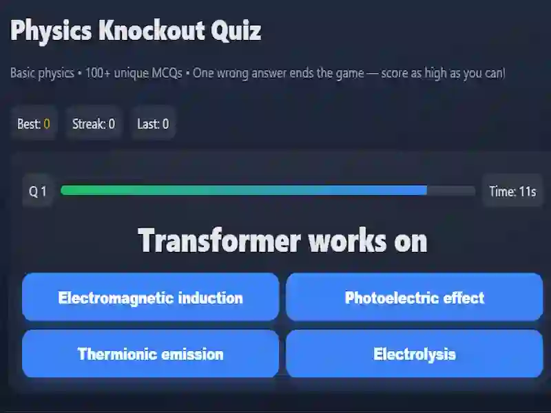 Jwèt Physics knowledge quiz sou entènèt