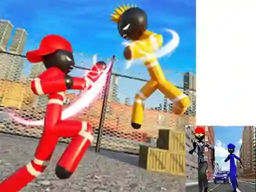 Jwèt Stickman Police vs Gangsters Street Fight sou entènèt