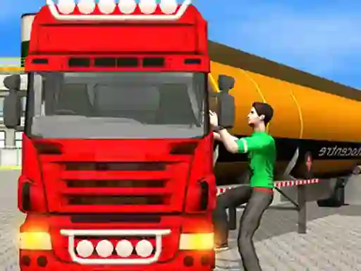 Jwèt Oil Tanker Transporter Truck Simulator sou entènèt