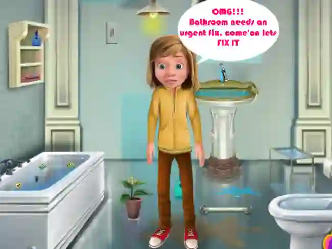Jwèt Riley Bathroom Cleaning sou entènèt