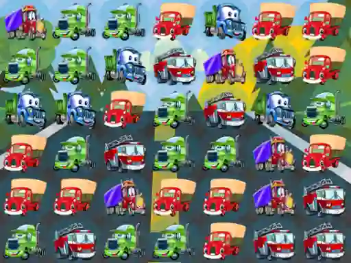 Jwèt Cartoon Trucks Match 3 sou entènèt